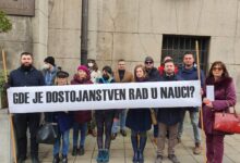 Protest Sindikata nauke ispred Vlade: „Samo solidarnost, to jedino što može da nas spasi“
