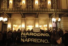 Akcija studenata FDU ispred Narodnog pozorišta; Foto: Studenti FDU