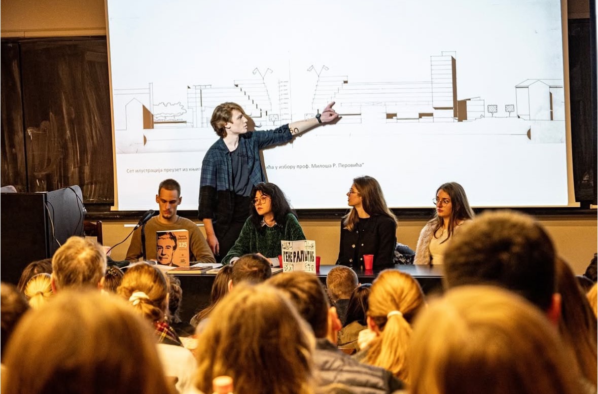 Sa prvog predavanja održanog na Arhitektonskom fakultetu u Beogradu