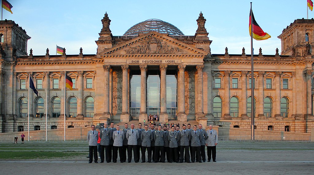 German soldiers visiting the German parliament, the Bundestag, in Berlin