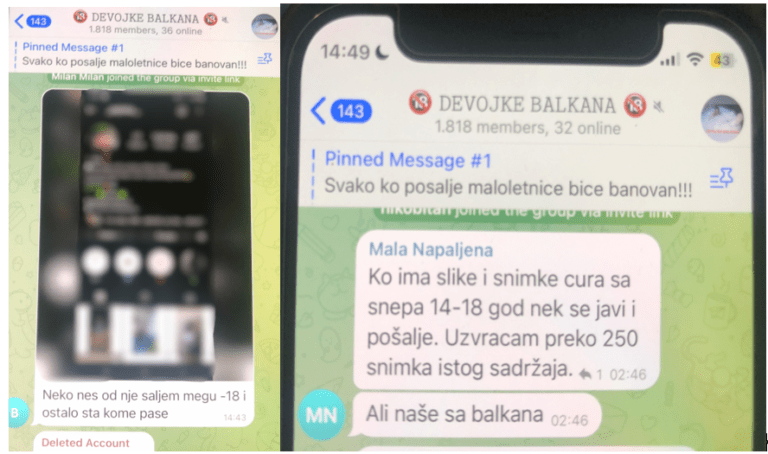 Slike ekrana Telegram grupa.